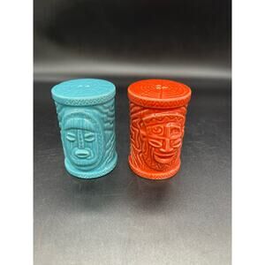 Disney Adventureland Salt & Pepper Shakers Tiki Totem Pole 2 Faced 3"